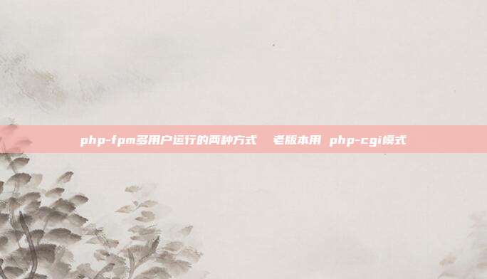 php-fpm多用户运行的两种方式  老版本用 php-cgi模式